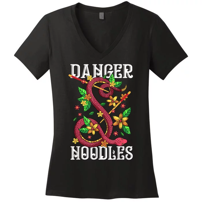 Danger Noodle Funny Snake Snakes Lover Women's V-Neck T-Shirt