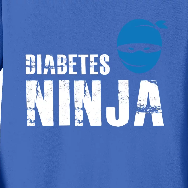 Diabetes Ninja Funny Gift Support Awareness Fighter Gift Kids Long Sleeve Shirt