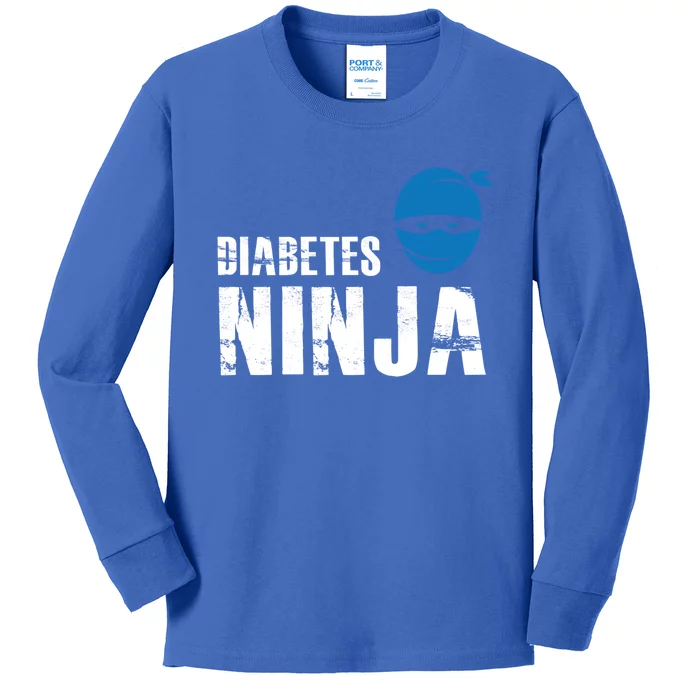 Diabetes Ninja Funny Gift Support Awareness Fighter Gift Kids Long Sleeve Shirt