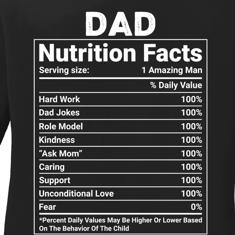 Dad Nutrition Facts Ladies Long Sleeve Shirt