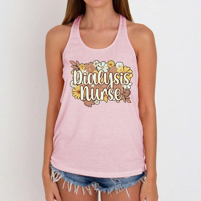 Dialysis Nurse Flowers Dialysis Nursing Great Gift Women's Knotted Racerback Tank