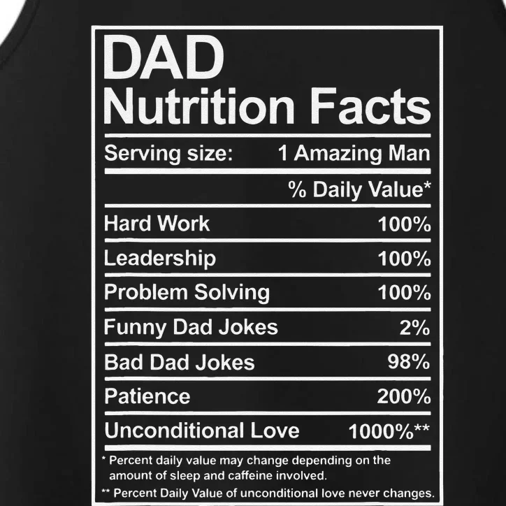 Dad Nutrition Facts Funny Sweet Thoughtful Cool Fathers Day Performance Tank