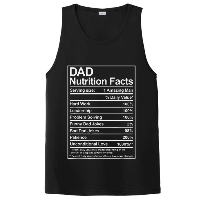 Dad Nutrition Facts Funny Sweet Thoughtful Cool Fathers Day Performance Tank