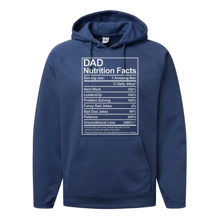 Dad Nutrition Facts Funny Sweet Thoughtful Cool Fathers Day Performance Fleece Hoodie