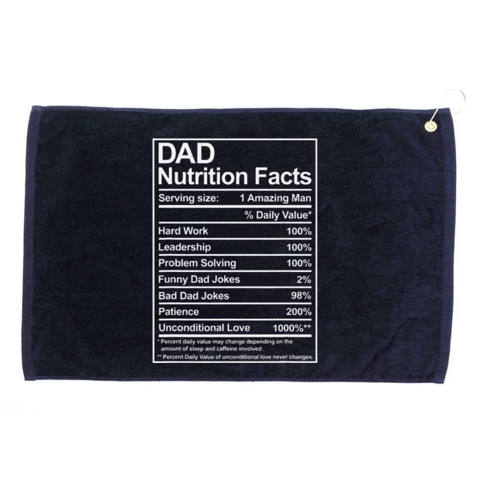 Dad Nutrition Facts Funny Sweet Thoughtful Cool Fathers Day Grommeted Golf Towel