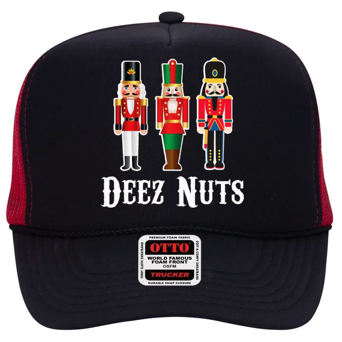 Deez Nuts Funny Christmas Nutcracker High Crown Mesh Trucker Hat