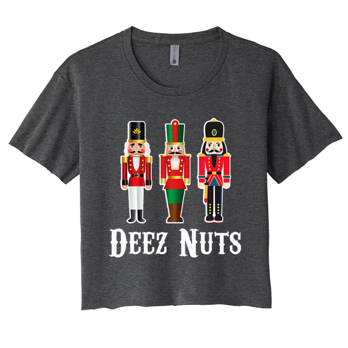 Deez Nuts Funny Christmas Nutcracker Women's Crop Top Tee