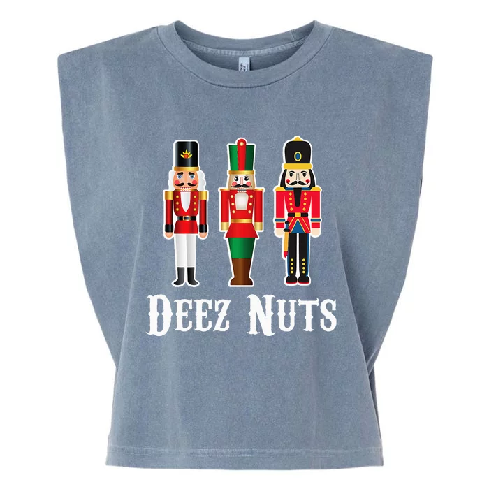 Deez Nuts Funny Christmas Nutcracker Garment-Dyed Women's Muscle Tee