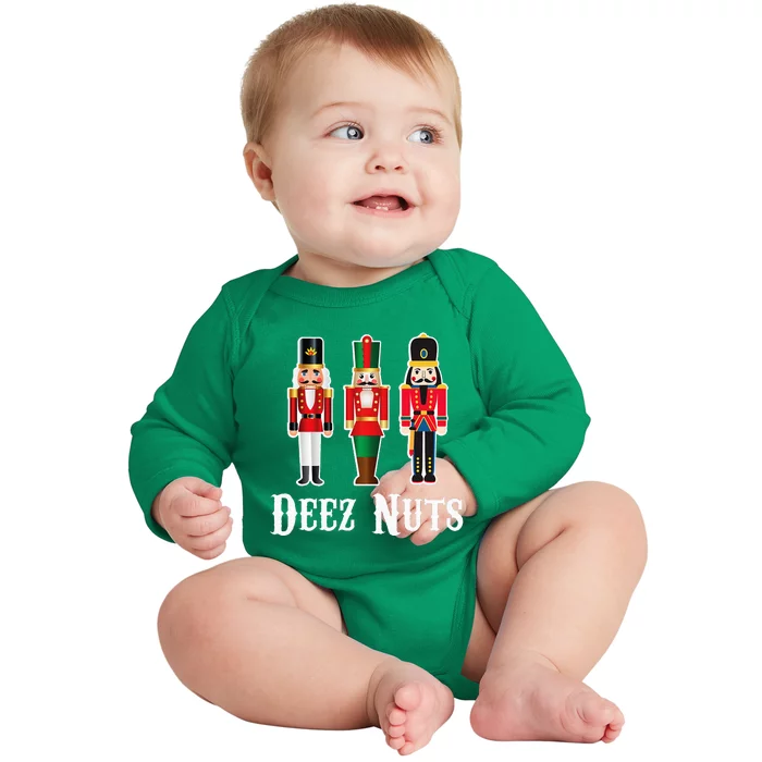 Deez Nuts Funny Christmas Nutcracker Baby Long Sleeve Bodysuit