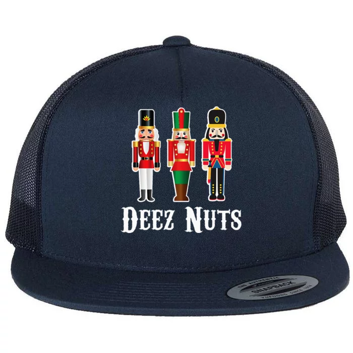 Deez Nuts Funny Christmas Nutcracker Flat Bill Trucker Hat