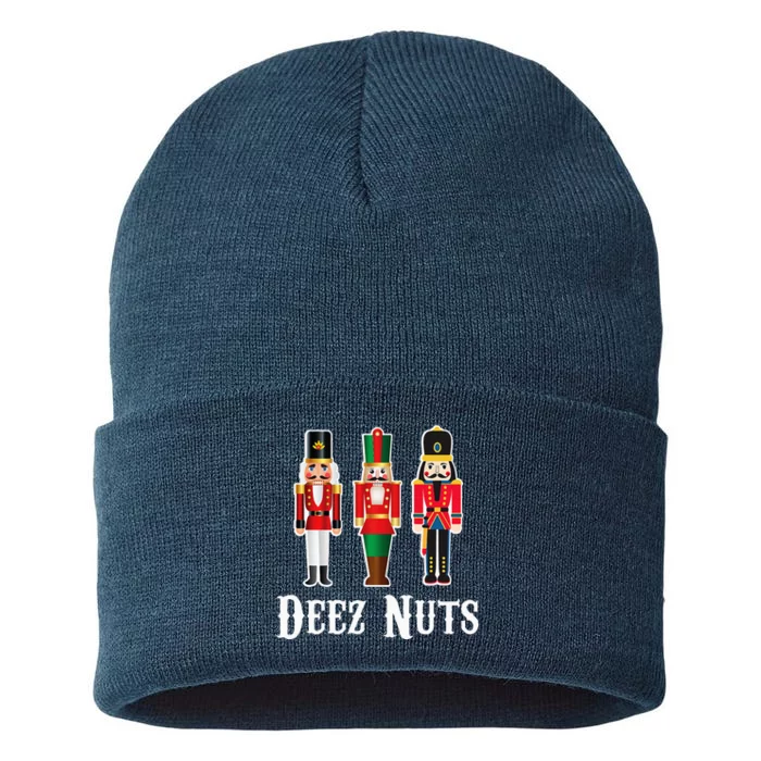 Deez Nuts Funny Christmas Nutcracker Sustainable Knit Beanie