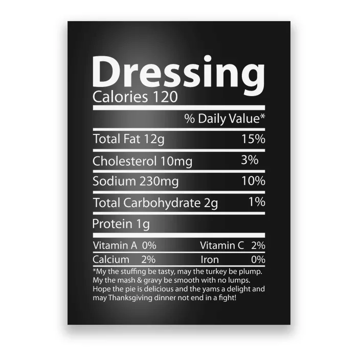 Dressing Nutritional Facts Family Matching Poster