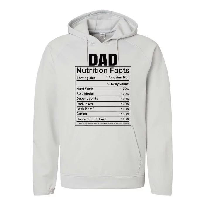 Dad Nutrition Facts Funny Humorous Dad Quote For Fathers Day Performance Fleece Hoodie