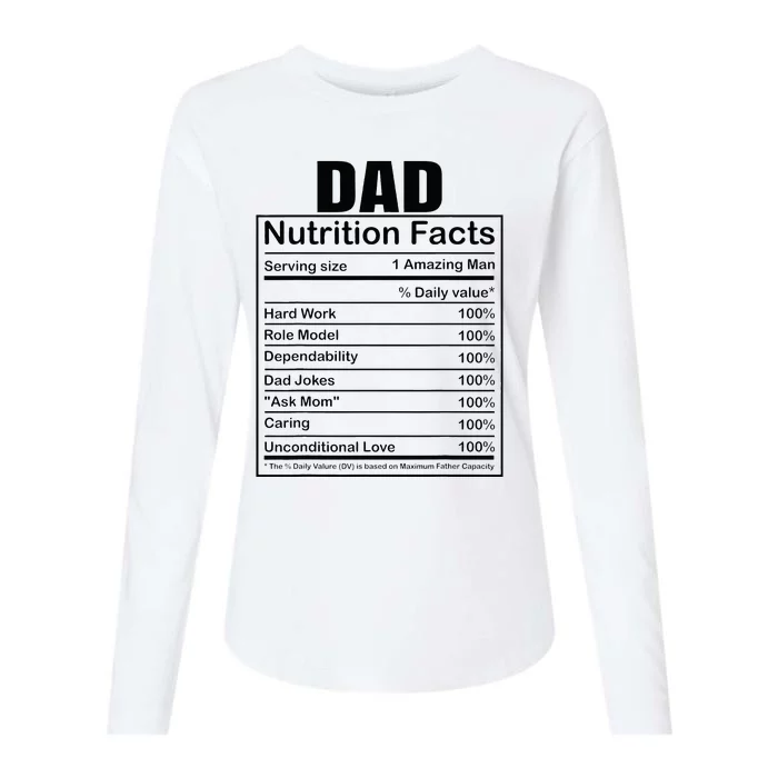 Dad Nutrition Facts Funny Humorous Dad Quote For Fathers Day Womens Cotton Relaxed Long Sleeve T-Shirt