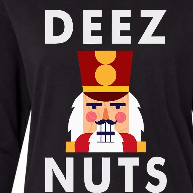 Deez Nuts Funny Christmas Nutcracker Womens Cotton Relaxed Long Sleeve T-Shirt