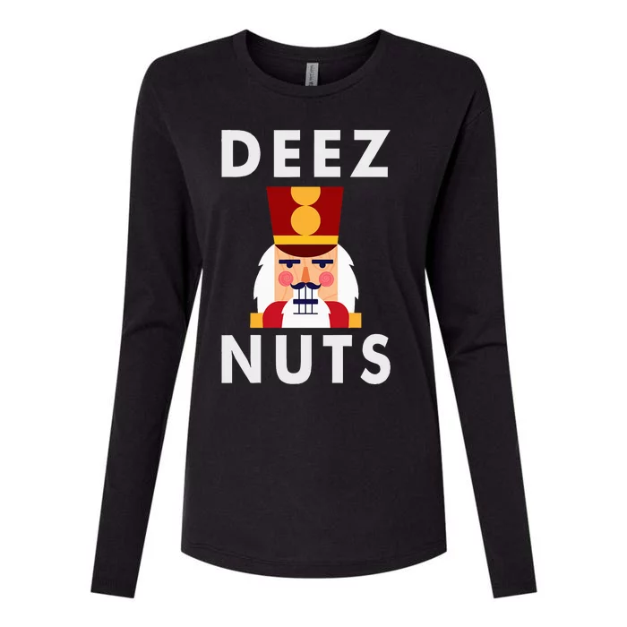 Deez Nuts Funny Christmas Nutcracker Womens Cotton Relaxed Long Sleeve T-Shirt