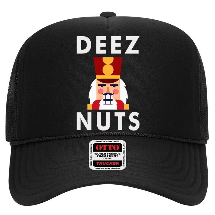 Deez Nuts Funny Christmas Nutcracker High Crown Mesh Trucker Hat