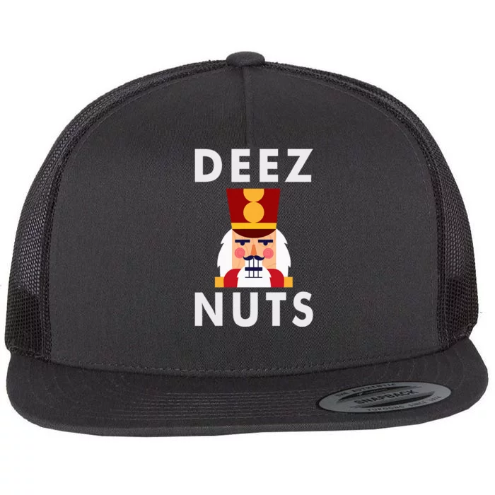 Deez Nuts Funny Christmas Nutcracker Flat Bill Trucker Hat