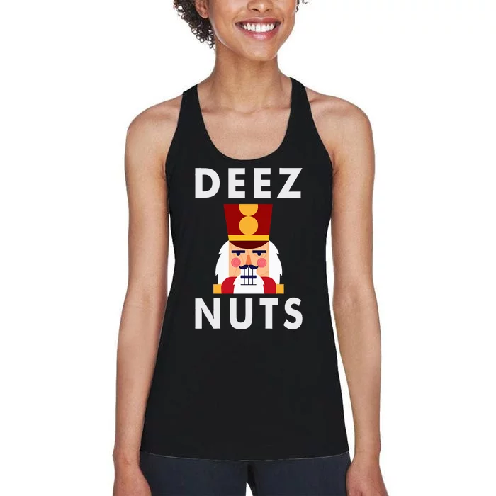 Deez Nuts Funny Christmas Nutcracker Women's Racerback Tank