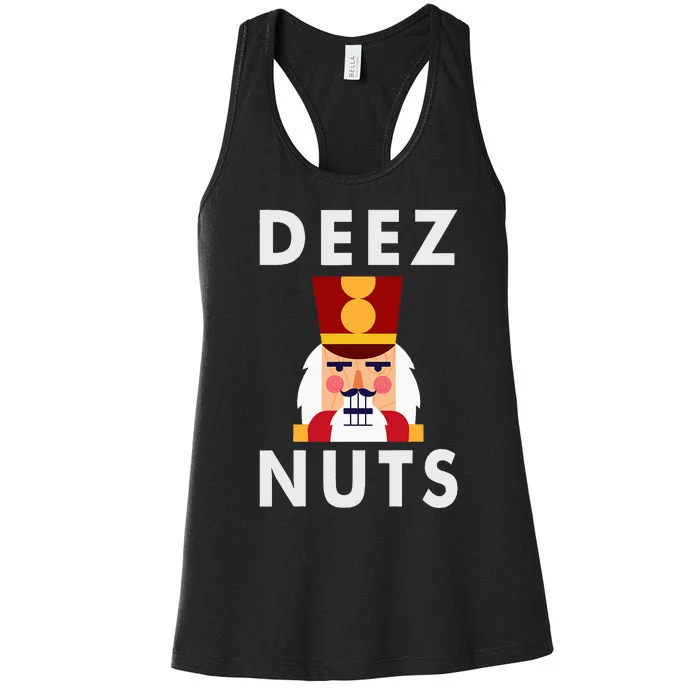 Deez Nuts Funny Christmas Nutcracker Women's Racerback Tank