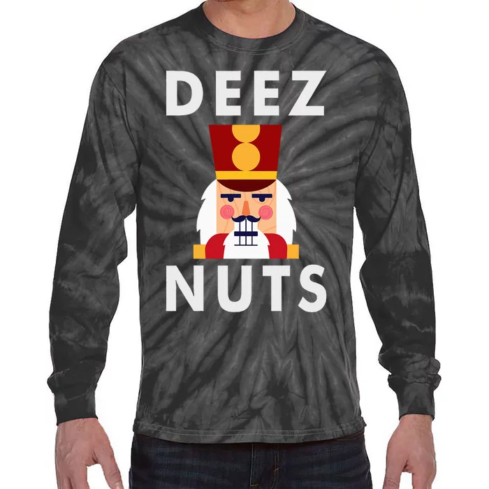 Deez Nuts Funny Christmas Nutcracker Tie-Dye Long Sleeve Shirt