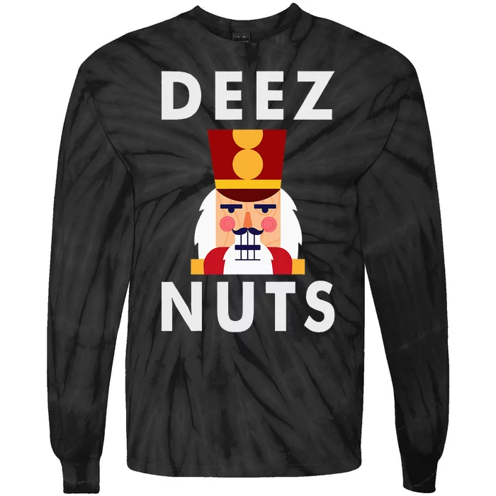 Deez Nuts Funny Christmas Nutcracker Tie-Dye Long Sleeve Shirt