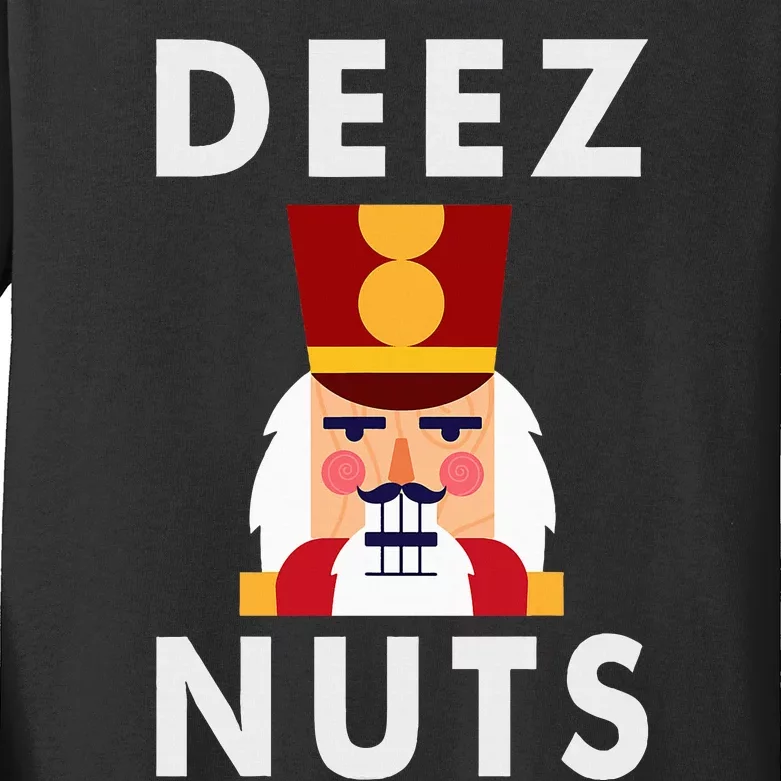 Deez Nuts Funny Christmas Nutcracker Kids Long Sleeve Shirt