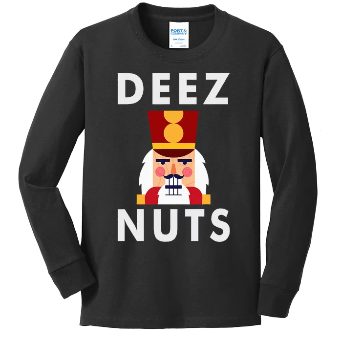 Deez Nuts Funny Christmas Nutcracker Kids Long Sleeve Shirt