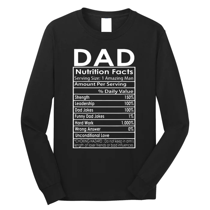 Dad Nutrition Facts Funny Sweet Thoughtful Cool Father's Day Long Sleeve Shirt