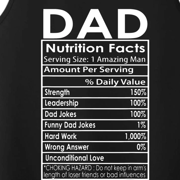 Dad Nutrition Facts Funny Sweet Thoughtful Cool Father's Day Performance Tank