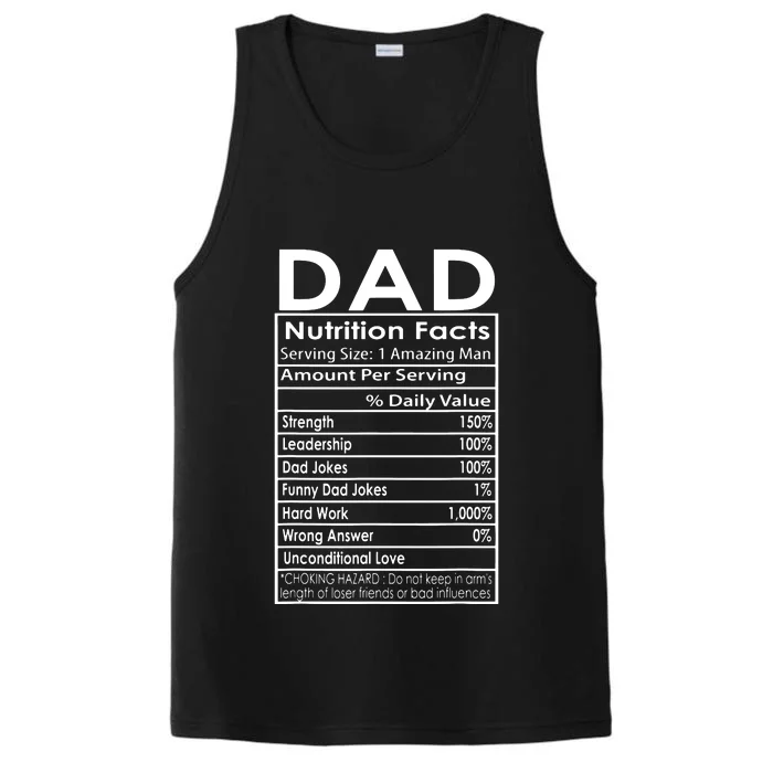 Dad Nutrition Facts Funny Sweet Thoughtful Cool Father's Day Performance Tank