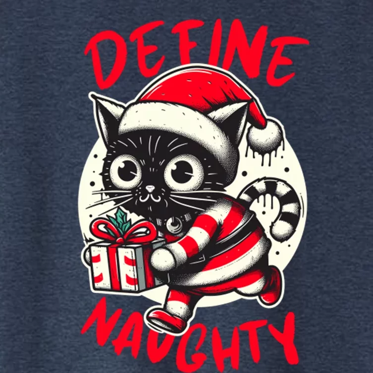 Define Naughty Funny Naughty Cat Christmas Women's Crop Top Tee