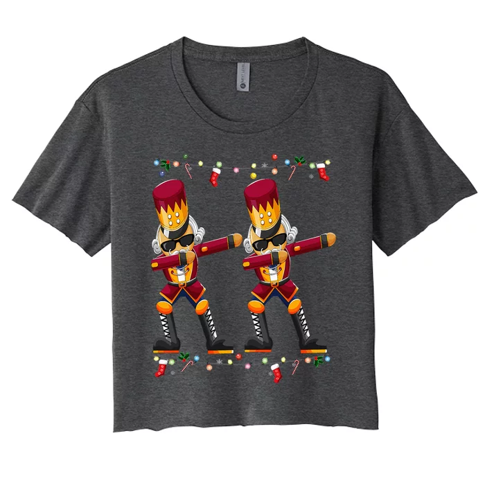 Dabbing Nutcracker Figure Christmas Nutcracker Ballet Women's Crop Top Tee