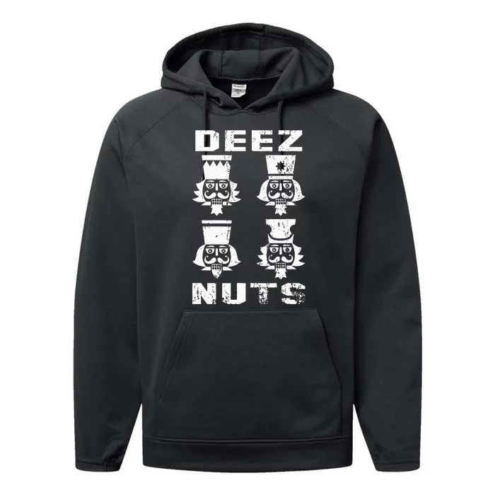 Deez Nuts Funny Christmas Nutcracker Performance Fleece Hoodie