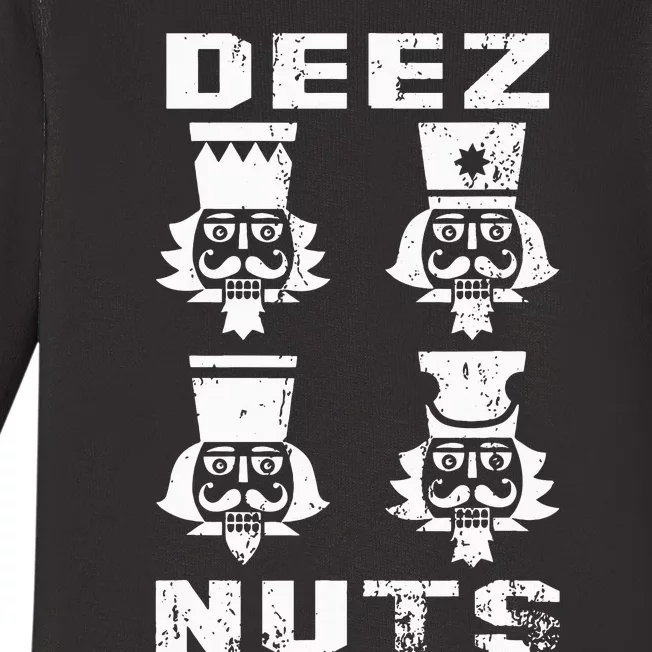 Deez Nuts Funny Christmas Nutcracker Baby Long Sleeve Bodysuit