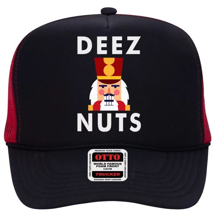 Deez Nuts Funny Christmas Nutcracker High Crown Mesh Trucker Hat