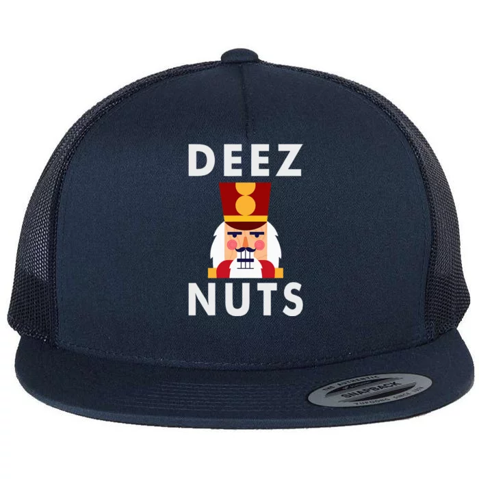 Deez Nuts Funny Christmas Nutcracker Flat Bill Trucker Hat