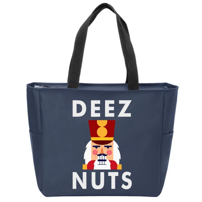 Deez Nuts Funny Christmas Nutcracker Zip Tote Bag