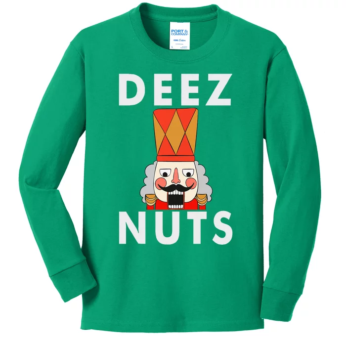 Deez Nuts Funny Christmas Nutcracker Kids Long Sleeve Shirt