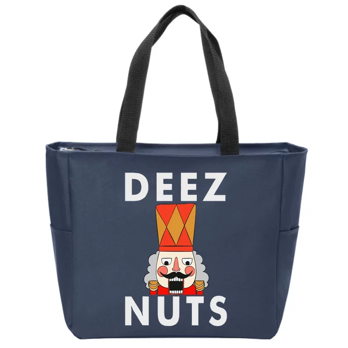 Deez Nuts Funny Christmas Nutcracker Zip Tote Bag