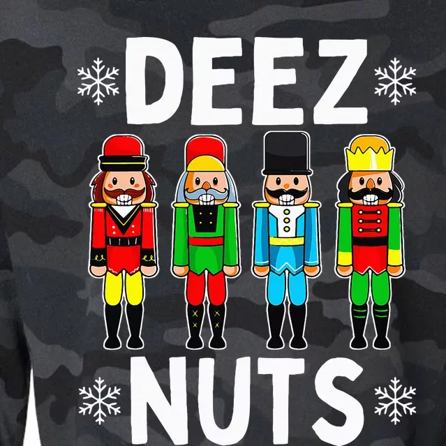 Deez Nuts Funny Nutcracker Christmas Meme Cropped Pullover Crew