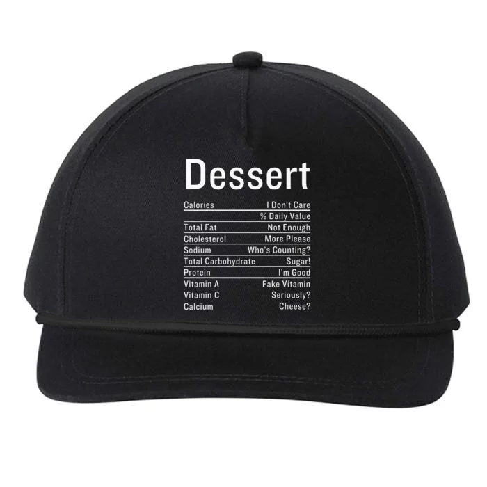 Dessert Nutrition Facts Thanksgiving Food Calories Snapback Five-Panel Rope Hat