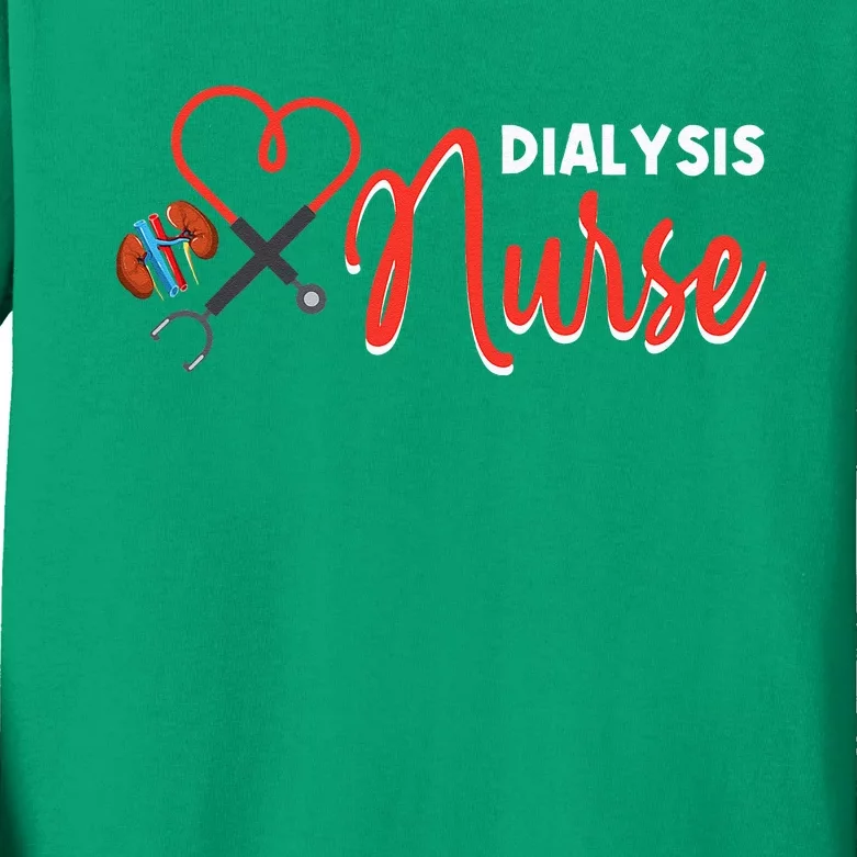 Dialysis Nurse Gifts For Technician Heart Nephrology Nursing Kids Long Sleeve Shirt