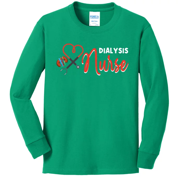 Dialysis Nurse Gifts For Technician Heart Nephrology Nursing Kids Long Sleeve Shirt