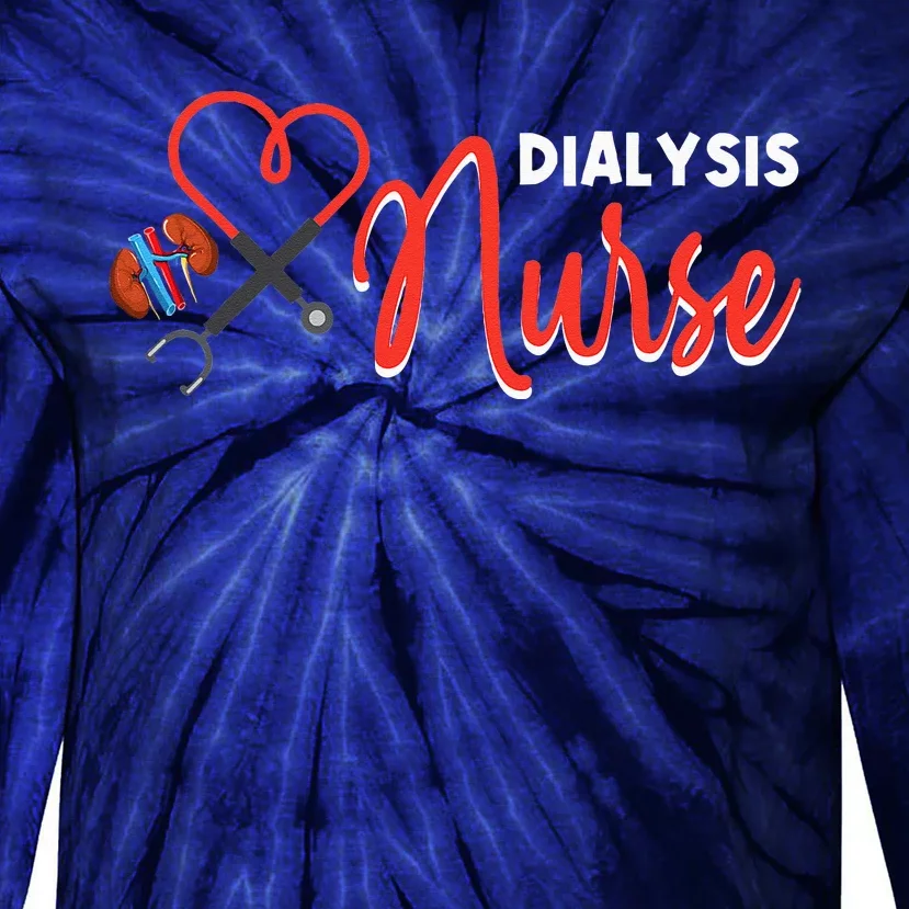 Dialysis Nurse Gifts For Technician Heart Nephrology Nursing Tie-Dye Long Sleeve Shirt