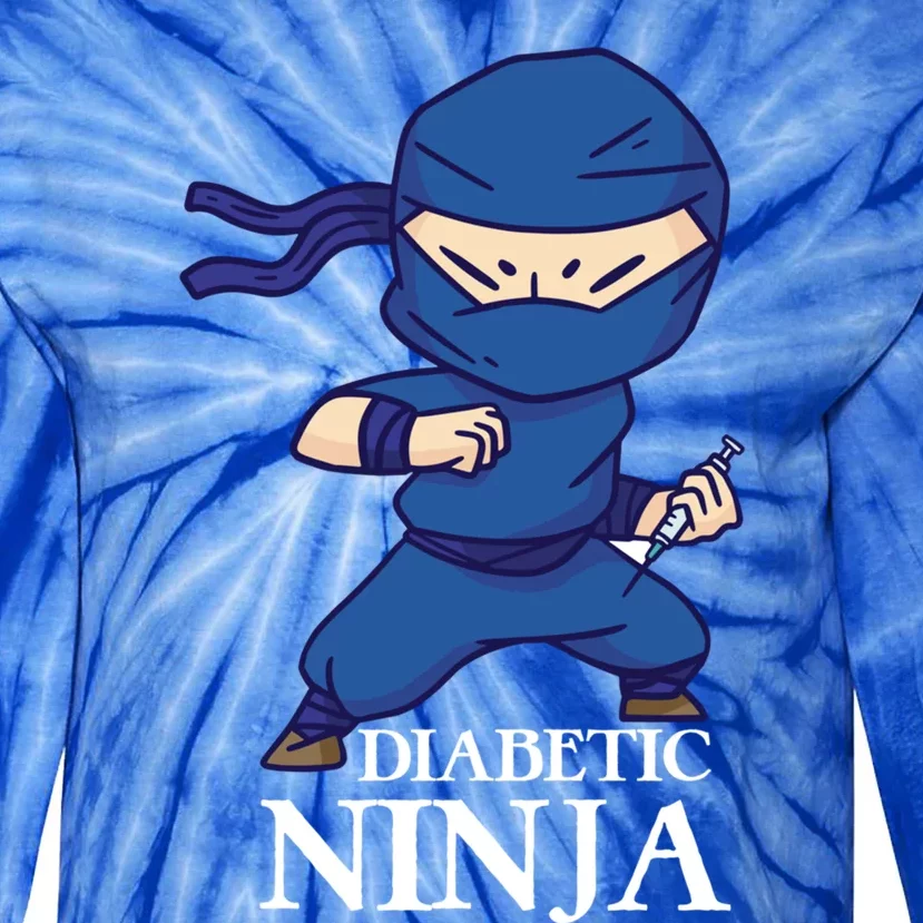 Diabetic Ninja Gift Diabetes Awareness Fighter Gift Blue Ninja Gift Tie-Dye Long Sleeve Shirt