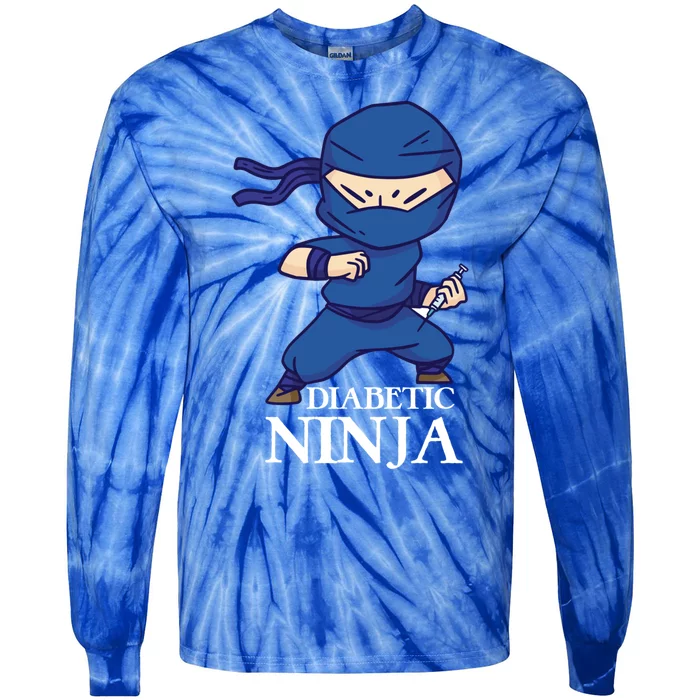 Diabetic Ninja Gift Diabetes Awareness Fighter Gift Blue Ninja Gift Tie-Dye Long Sleeve Shirt