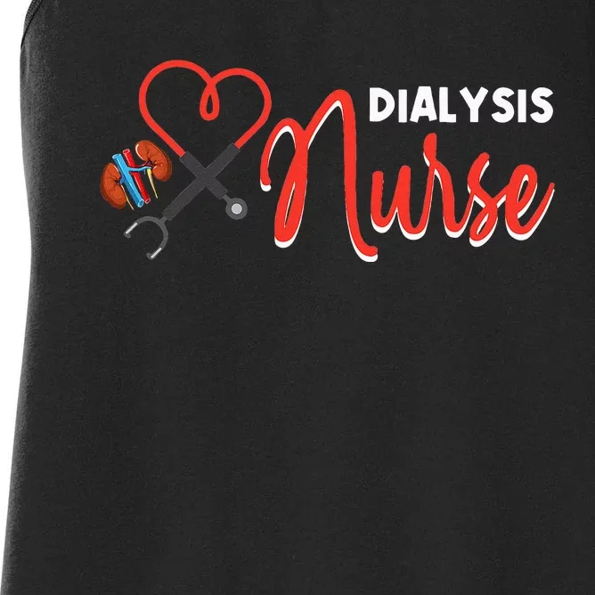 Dialysis Nurse Gifts for Technician Heart Nephrology Nursing Women's Racerback Tank