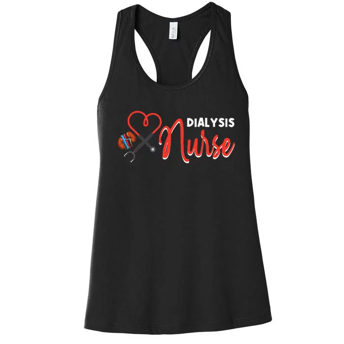 Dialysis Nurse Gifts for Technician Heart Nephrology Nursing Women's Racerback Tank