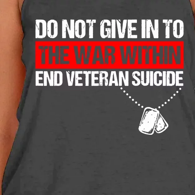 Do Not Give In To The War Within End Veteran Suicide Support Women's Knotted Racerback Tank